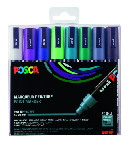 [1433842] Marqueur peinture Posca PC5M Medium assorti fluo set 8 pièces