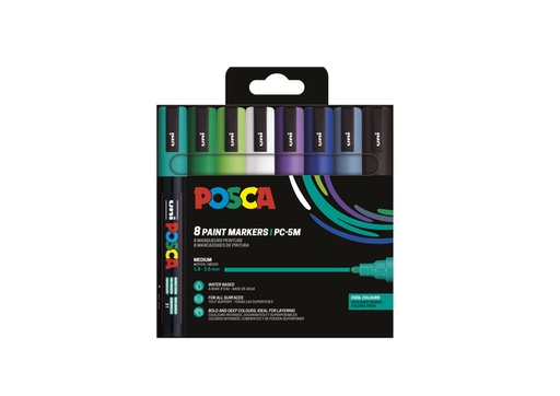 [1433842] Paintmarker Uni POSCA PC5M medium koel assorti set à 8 stuks