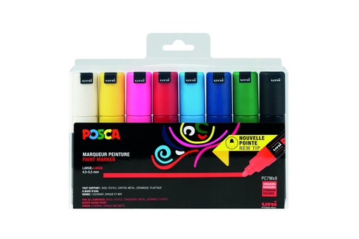 [1433770] Marqueur peinture Posca PC7M Large assorti set 8 pièces