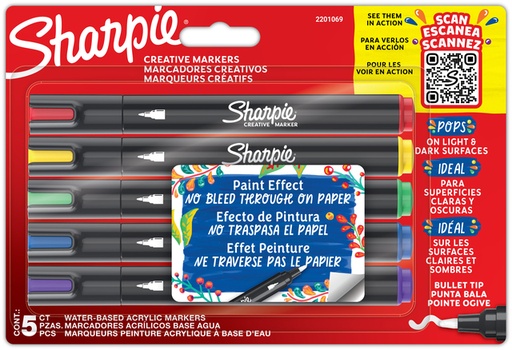 [1434205] Marqueur Sharpie Creative assorti blister 5 pièces