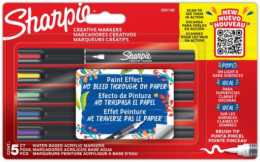 [1434206] Marqueur pinceau Sharpie Creative assorti blister 5 pièces