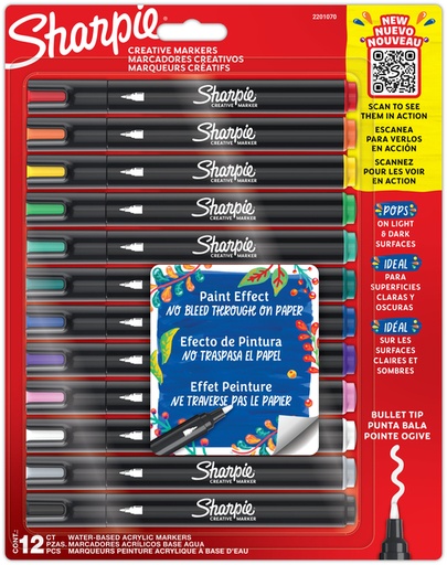[1434207] Marqueur Sharpie Creative assorti blister 12 pièces