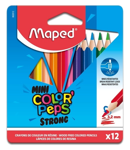 [1434213] Kleurpotlood Maped Color'Peps Mini Strong set à 12 kleuren