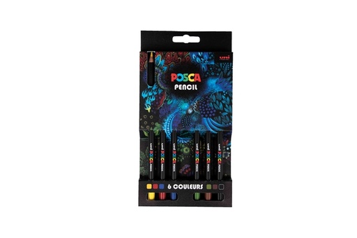 [1433905] Crayon de couleur Posca assorti set 6 pièces
