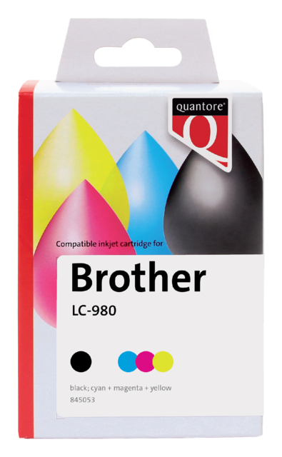 Inktcartridge Quantore alternatief tbv Brother LC-980 zwart + 3 kleuren
