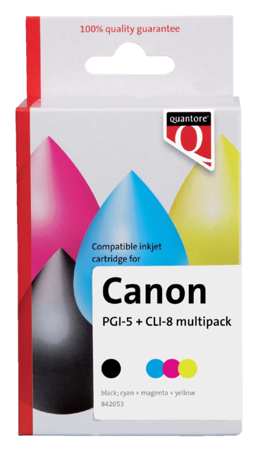 Cartouche d’encre Quantore alternative pour Canon PGI-5 CLI-8 noir + 3 couleurs
