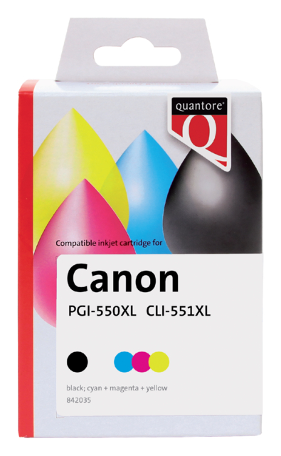 Inktcartridge Quantore alternatief tbv Canon PGI-550XL CLI-551XL zwart + 4 kleuren