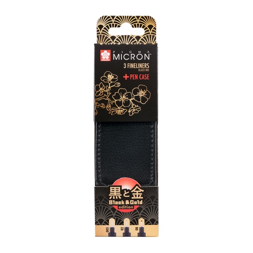 [1434267] Fineliner Sakura Pigma Micron Black & Gold Edition set à 3 breedtes + gratis etui