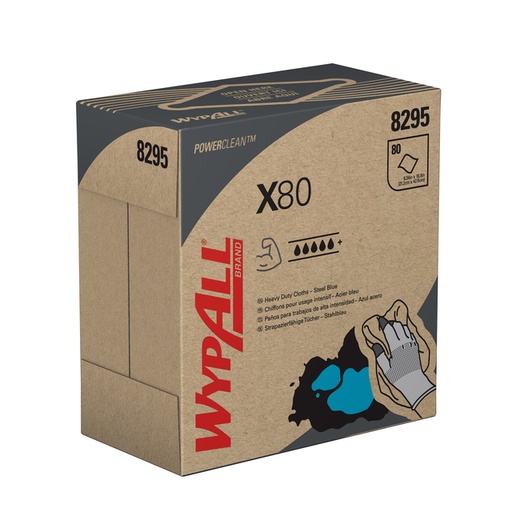 [1434276] Poetsdoek WypAll X80 Powerclean 426x212mm 80vel dispenserdoos blauw 8295