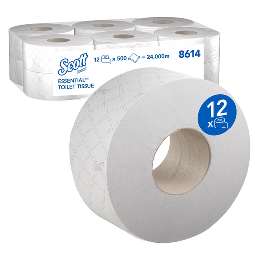 [1434292] Toiletpapier Scott Essential jumbo 2-laags 200m wit 8614