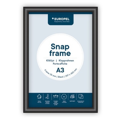 [1434502] Kliklijst Europel A3 25mm zwart