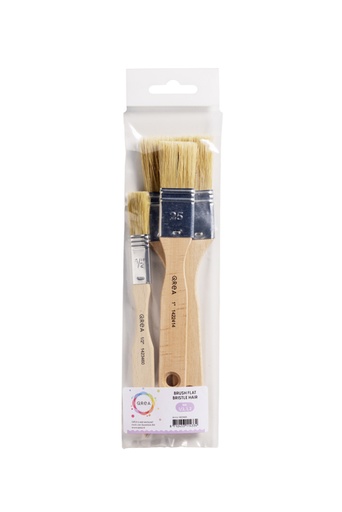 [1423465] Brosses plates Qrea soie de porc set 3 largeurs