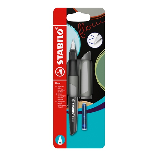 [1434759] Stylo plume STABILO Flow Medium gris blister 1 pièce
