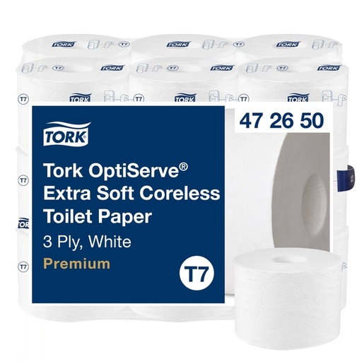 [1435065] Toiletpapier Tork T7 Premium Optiserve Coreless 3-laags 63m wit 472650