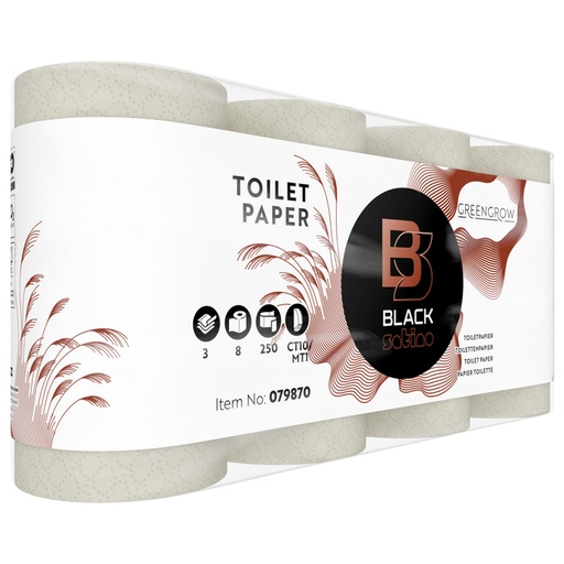 [1435128] Papier toilette BlackSatino MT1 GreenGrow 079870 3 épaisseurs 8x 250 feuilles naturel