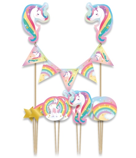 [1435044] Cake decoratie Unicorn 9 stuks