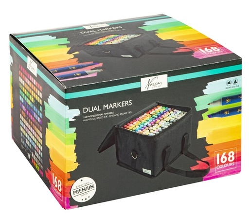 [1434540] Marqueur à alcool Nassau Arts pointe duo set 168 couleurs
