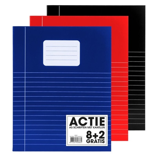 [1435354] Schrift SOHO Basic A5 lijn 80 pagina's 70gr assorti 8+2 gratis