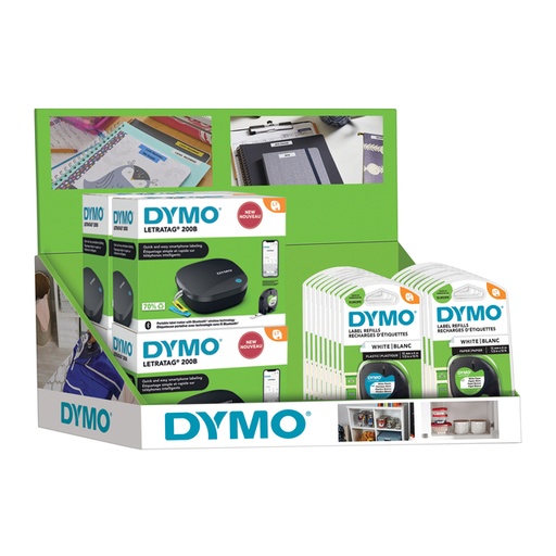 [1433204] Imprimante d'étiquettes Dymo LetraTag 200B portable bluetooth 12mm présentoir 26 pièces
