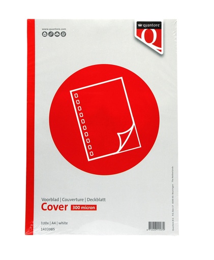 [1433985] Couverture Quantore A4 PP 300 micron blanc 100 pièces