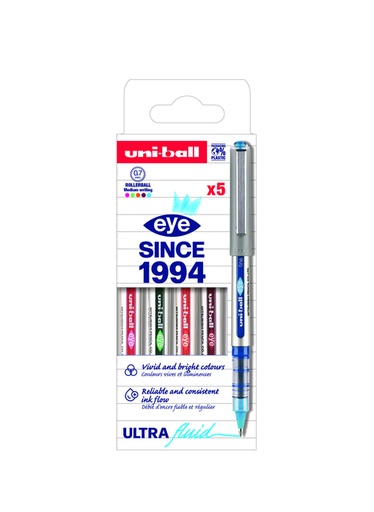 [1435068] Rollerpen Uni-ball Eye UB157 medium assorti 5 stuks