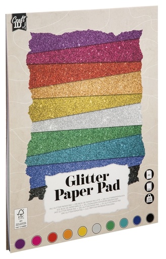 [1431087] Carton Hobby CarftID Glitter 24x34cm 180g 10 feuilles 10 couleurs