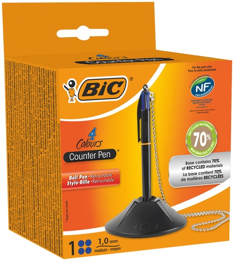 [1432948] Stylo bille de comptoir BIC avec chaîne Medium noir