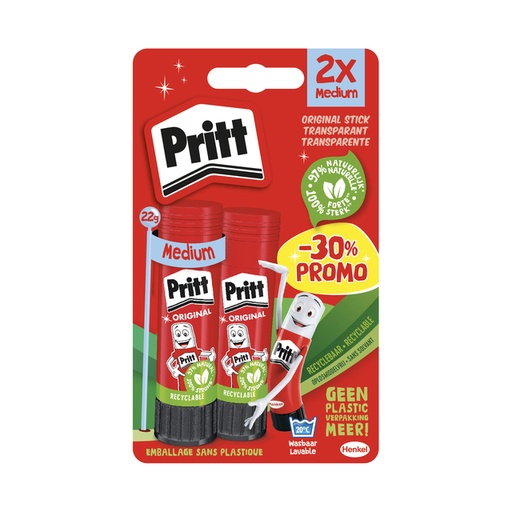[1435360] Lijmstift Pritt Stick Original 22gr blister à 2 stuks Promo