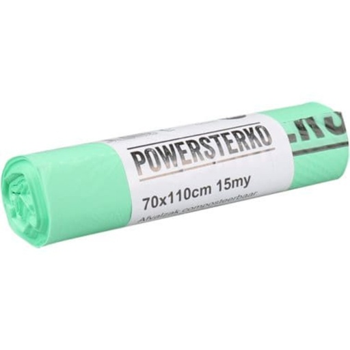 [1435676] Sac poubelle Powersterko Bioplastic T15 70x110cm 120L vert rouleau de 10 pièces