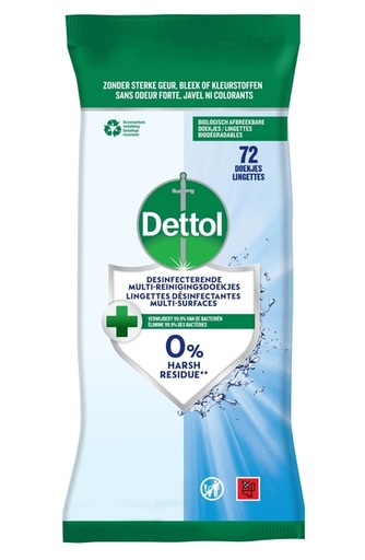 [1435682] Lingettes nettoyantes Dettol Cleanser antibactérienne 72 pièces