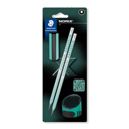 [1435686] Potlood Staedtler Norix HB blister à 2 stuks zwart-groen