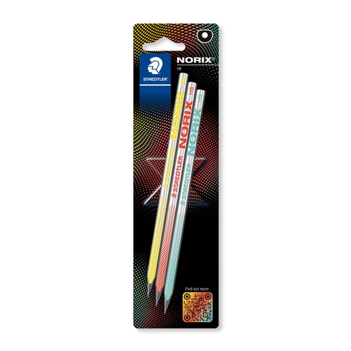 [1435689] Potlood Staedtler Norix HB assorti blister à 3 stuks