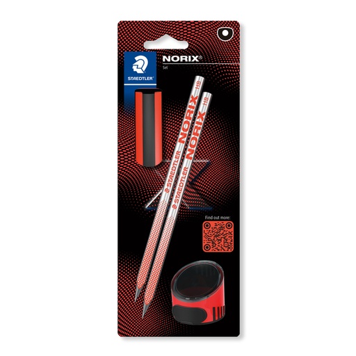 [1435691] Potlood Staedtler Norix HB zwart-koraal blister à 2 stuks