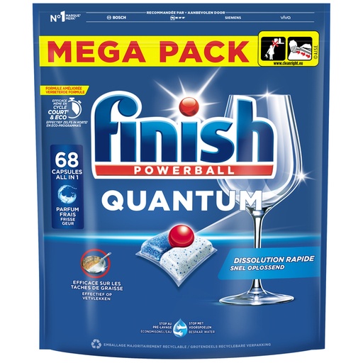 [1435740] Vaatwastabletten Finish Quantum Regular 68 stuks