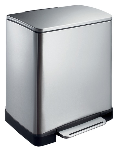 [394508] Poubelle à pédale acier inox mat rectangulaire 9+10L