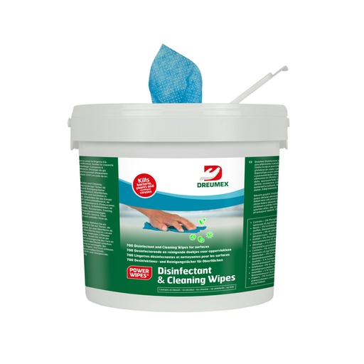 [1436311] Lingette désinfectante Dreumex Disinfectant & Cleaning seau 700 pièces bleu