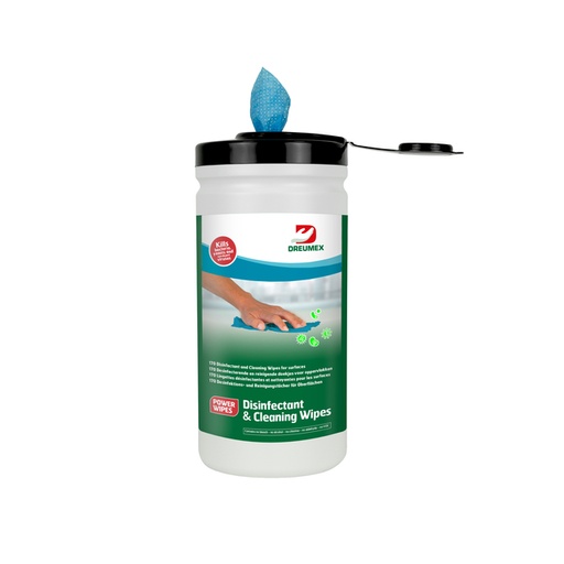 [1436312] Lingette désinfectante Dreumex Disinfectant & Cleaning tube 170 pièces bleu
