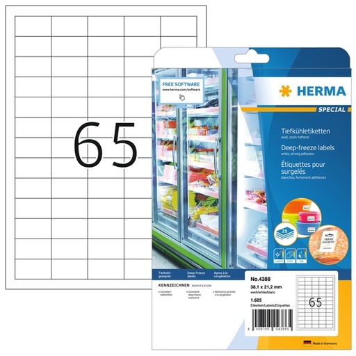 [1436329] Etiket HERMA 4388 38.1x21.2mm diepvries wit 1625 stuks