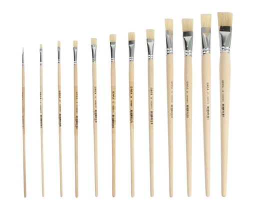 [1436568] Pinceaux Qrea soie de porc set de 12 largeurs