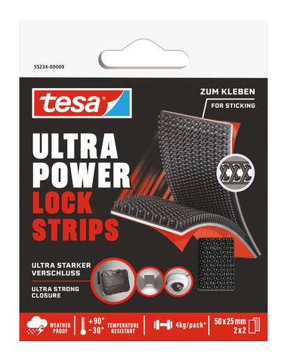 [1436601] Bande auto-agrippante tesa Ultra Power Lock 50x25mm 2 bandes noir