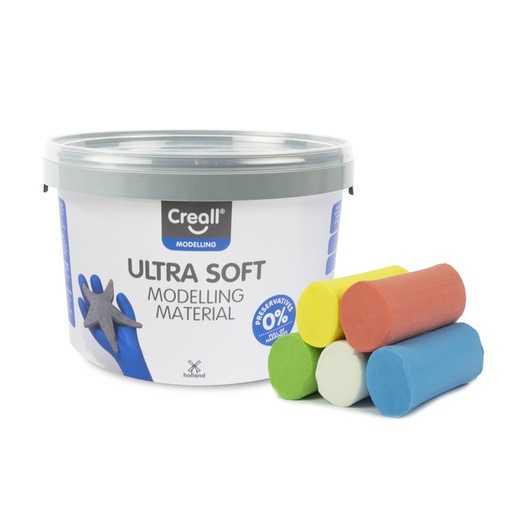 [1436644] Pâte à modeler Creall Play-it Ultra Soft Rouge/Bleu/Vert/Jaune/Blanc 1100g