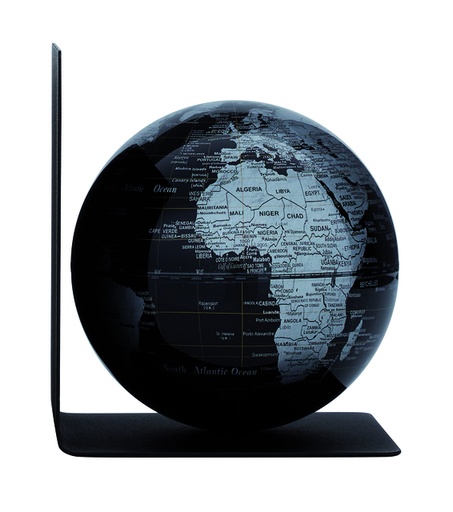 [1436817] Serre-livres Troika avec globe magnétique 13cm noir-argent