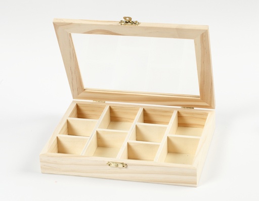 [1436830] Boîte Creativ Company 15,5x20,5x3,5cm bois couvercle en verre