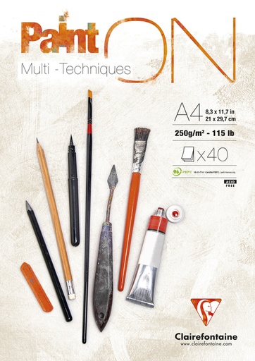 [1437061] Bloc à dessin Clairefontaine Paint On A4 40 feuilles 250g