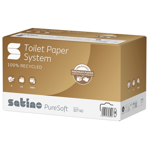 [1437212] Papier toilette Satino JT3 PureSoft 307140 système rouleaux 2 ép 100m naturel