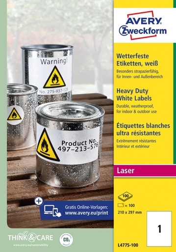[1437468] Etiket Avery L4775-100 210x297mm 100 stuks
