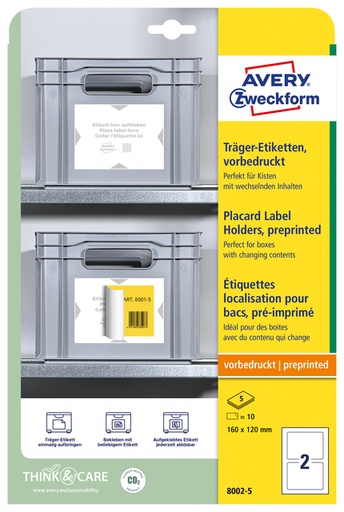 [1437476] Etiquette de positionnement Avery 8001 160x120mm imprimée 10 étiquettes