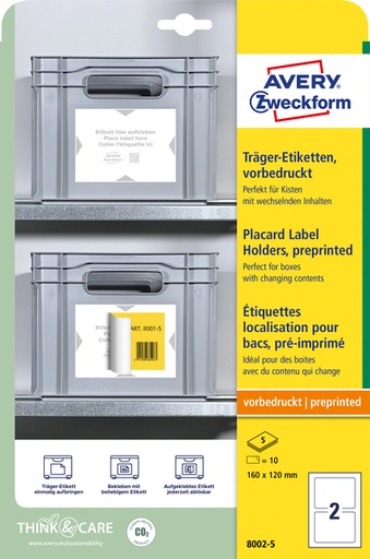 [1437476] Etiquette de positionnement Avery Zweckform AZ 8001 160x120mm imprimée 10 étiquettes
