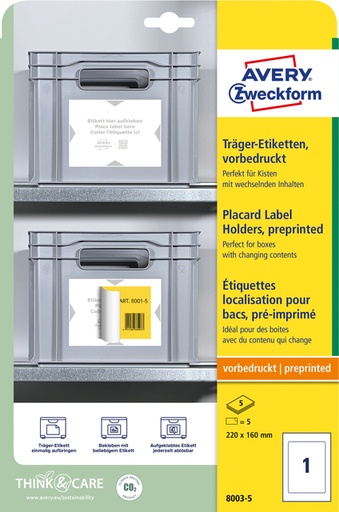 [1437477] Etiquette de positionnement Avery Zweckform AZ 8003 220x160mm imprimée 5 étiquettes