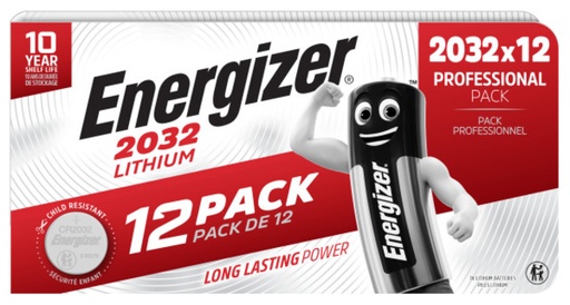 [1437940] Pile bouton Energizer CR2032 lithium 12 pièces